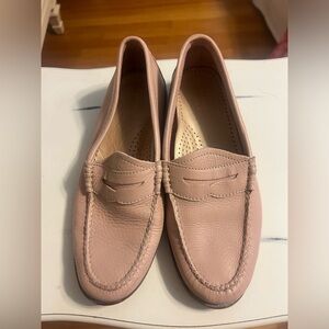 Pink Leather Penny Loafers Flats